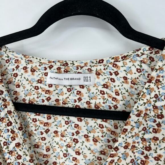 Faithfull the Brand Aurelia Floral Crop Top Ruched Waist - Picture 2 of 5